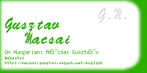 gusztav macsai business card